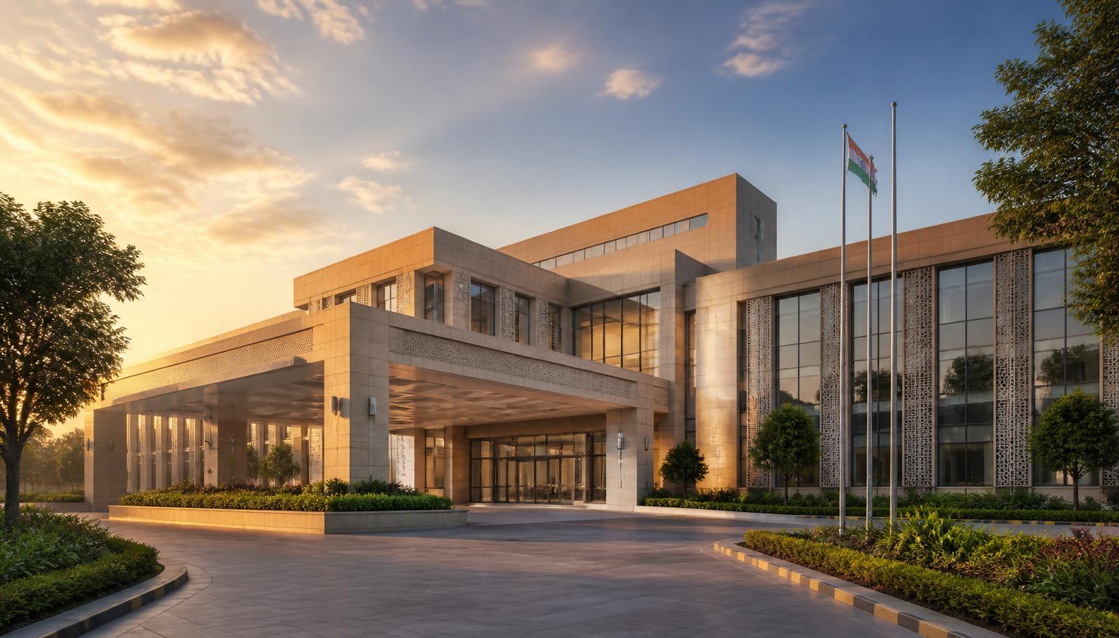 Exterior of a hospital campus of the type Aster CMI Hospital operates in Bengaluru